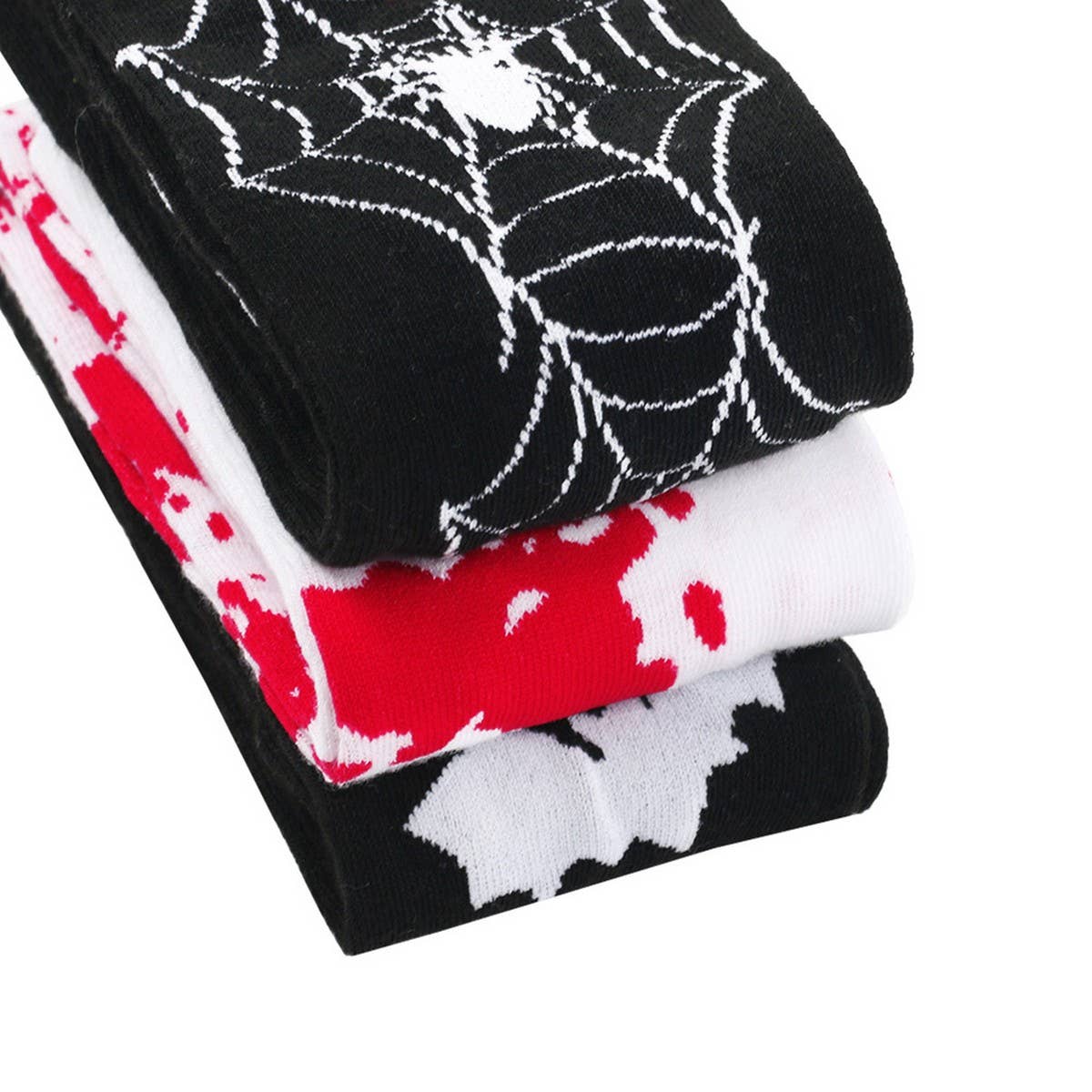 CWMS0804_Halloween Skull Bat Bleeding Through Knee Socks