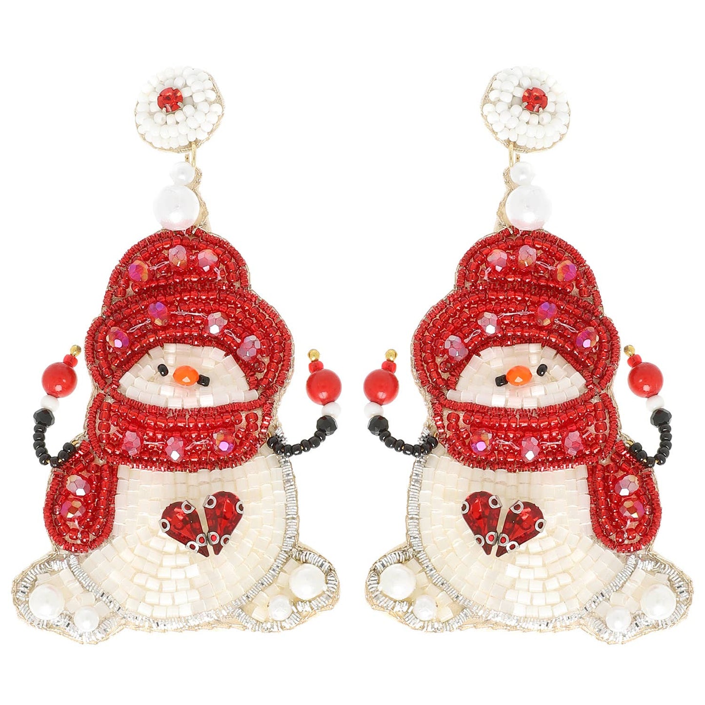 Christmas Scarfed Snowman Post Earrings