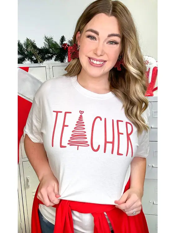 Teacher Christmas Tree Graphic T-shirt