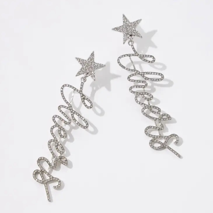 Cheers Script Rhinestone Earring