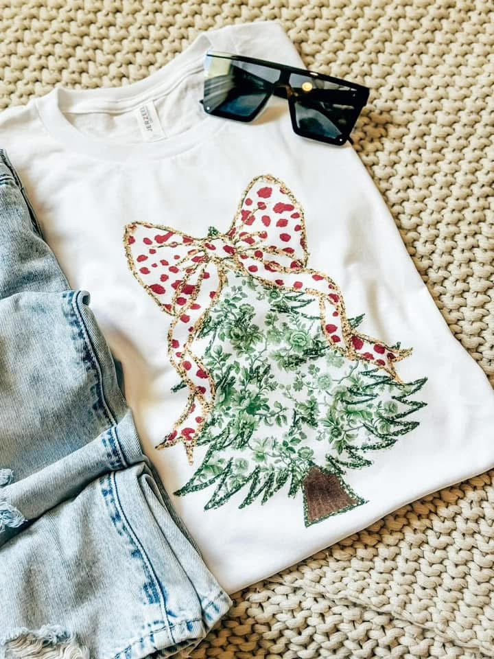 Christmas Tree with bow Tee