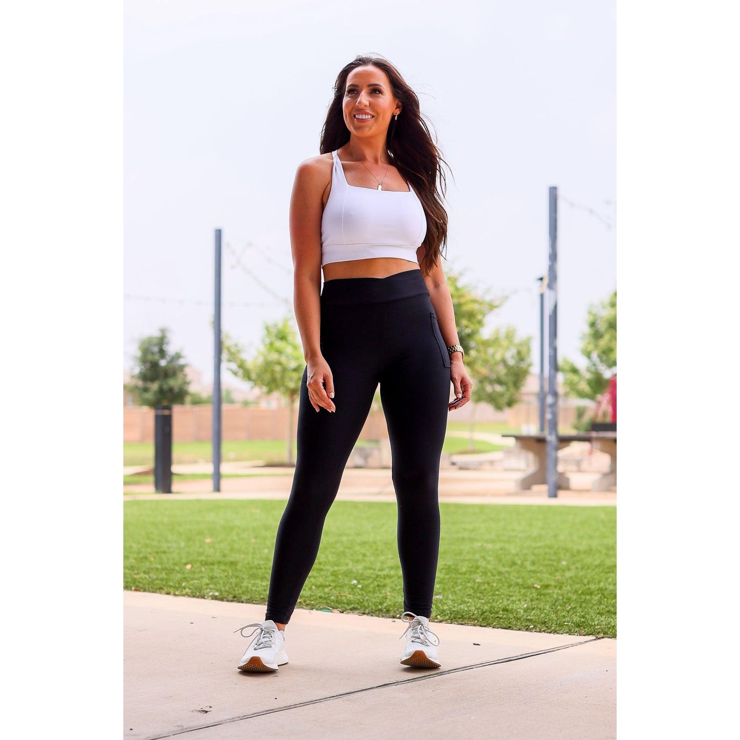 Ready to Ship | Crossover Black Pocket Full Length Leggings - Luxe Leggings by Julia Rose®