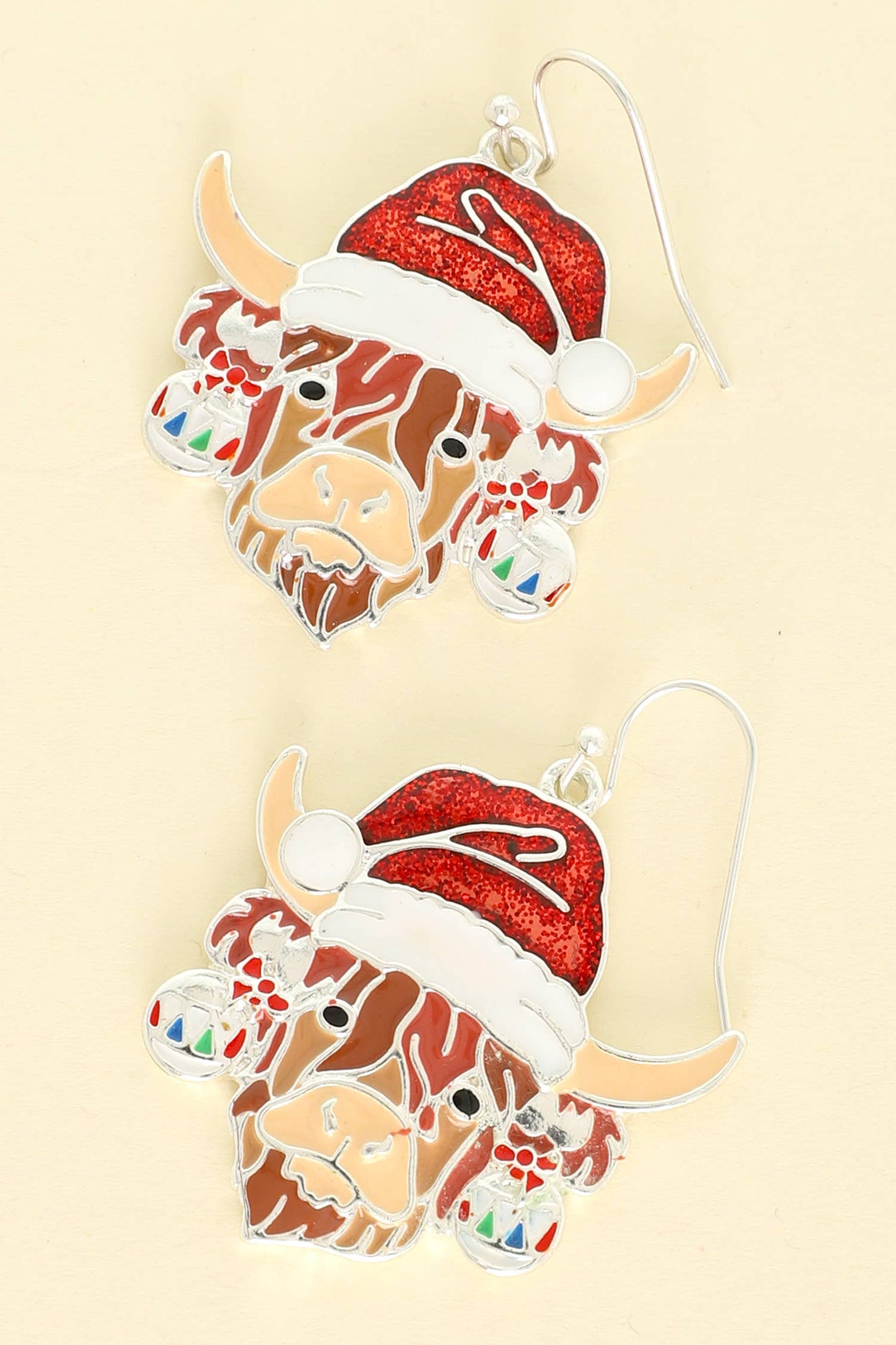 Christmas 3D Highland Cow Epoxy Earrings