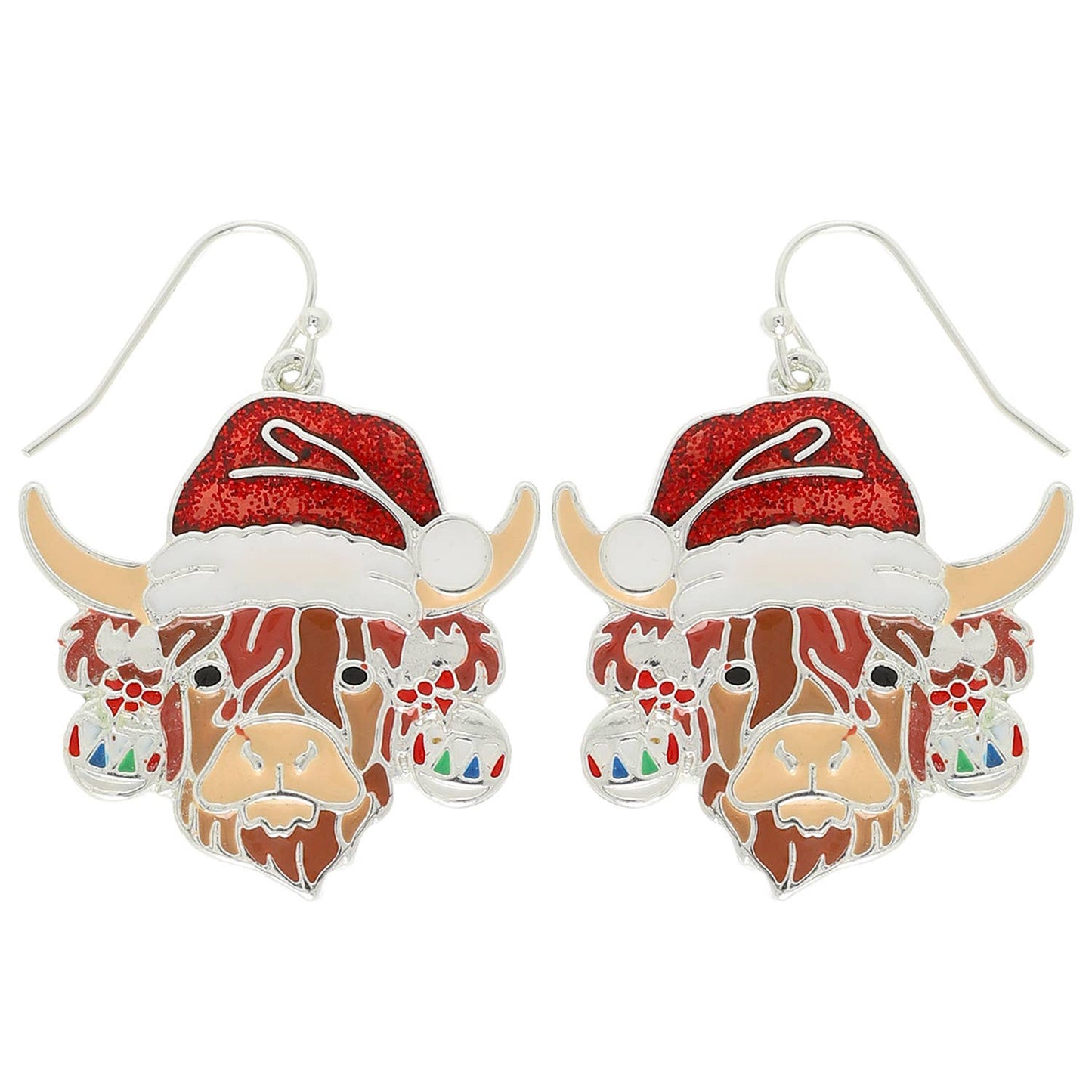 Christmas 3D Highland Cow Epoxy Earrings
