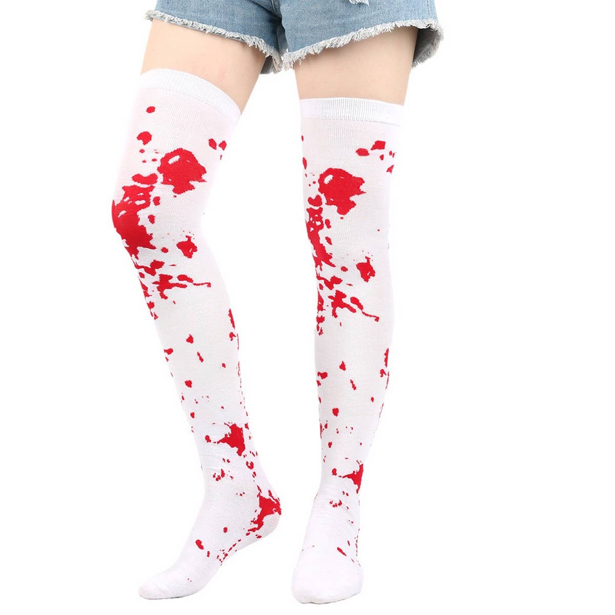 CWMS0804_Halloween Skull Bat Bleeding Through Knee Socks