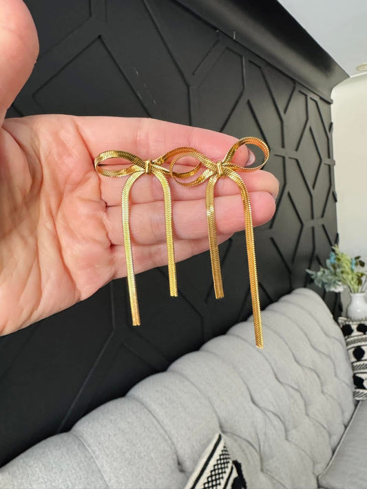 Gold Bow Dangles