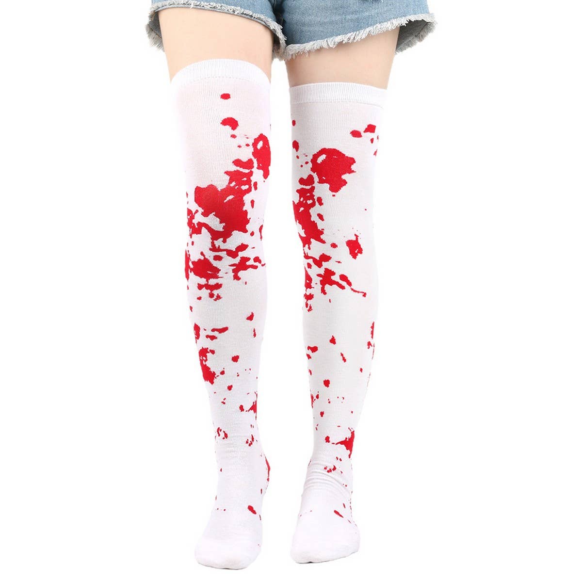 CWMS0804_Halloween Skull Bat Bleeding Through Knee Socks