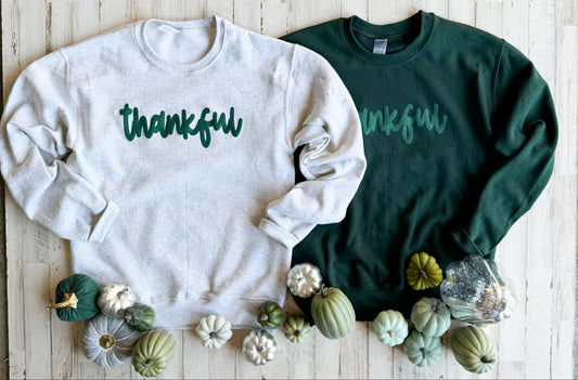 Thankful- Puff Ink Sweatshirt