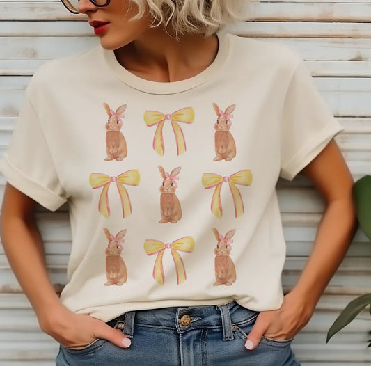 Bunny/ bow tee